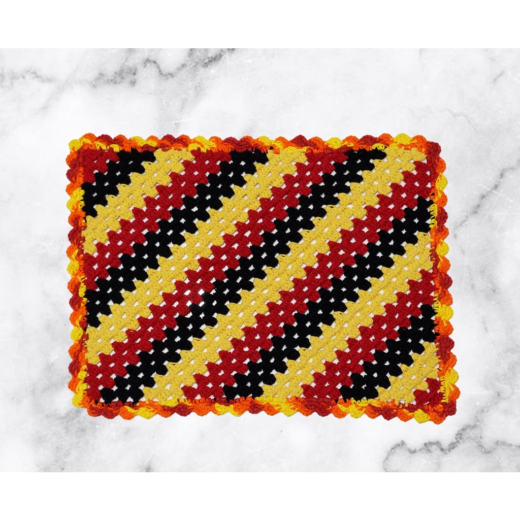 Tapete de Crochê Retangular / Tapete de Barbante / Croche Cores da Alemanha 55x40