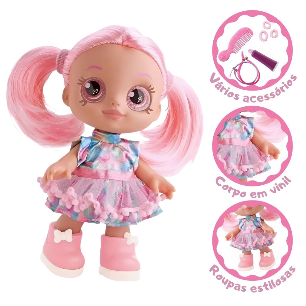 Boneca Rainbow Girls - Cabelo Colorido Rosa Mint Cherry - Alfabay