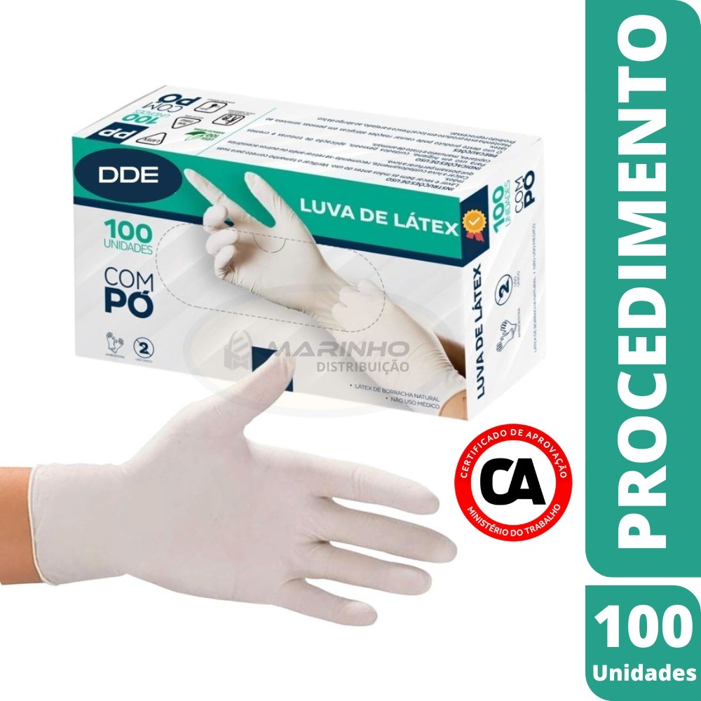 100 Luvas Latex Procedimento Descartável PP P M G GG