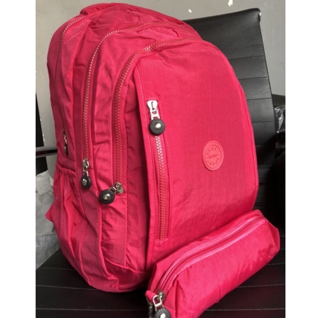 Kit Mochila + Estojo Feminina Escolar Feminina Masculina Várias Repartições Impermeável Estilo Kipling Da Moda Linda Faculdade Passeio Nylon Várias Cores e Repartições Envio Imediato