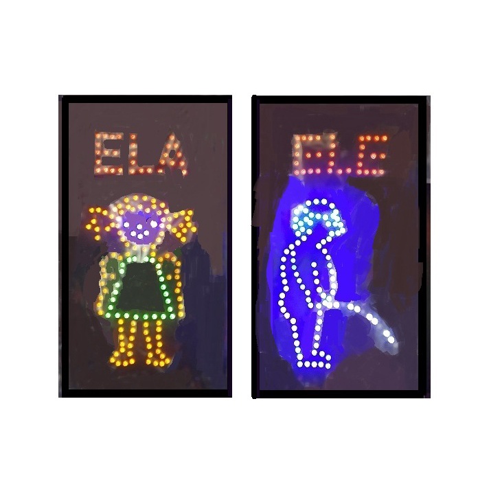 2 Letreiros Painel Luminoso em Led escrito ELE ELA 110 Volts ou 220V ...
