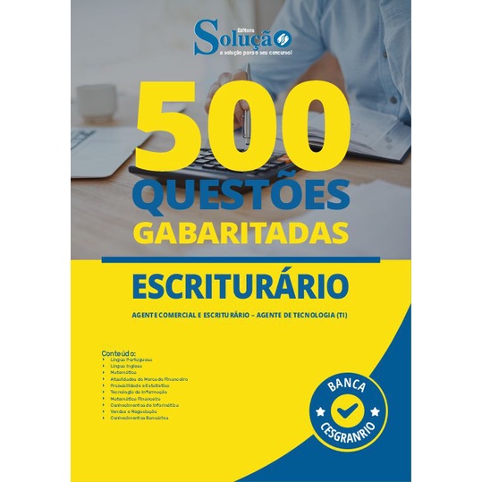 Kit Apostila Banco Do Brasil Escriturário + Questões - Solução Cursos e  Concursos