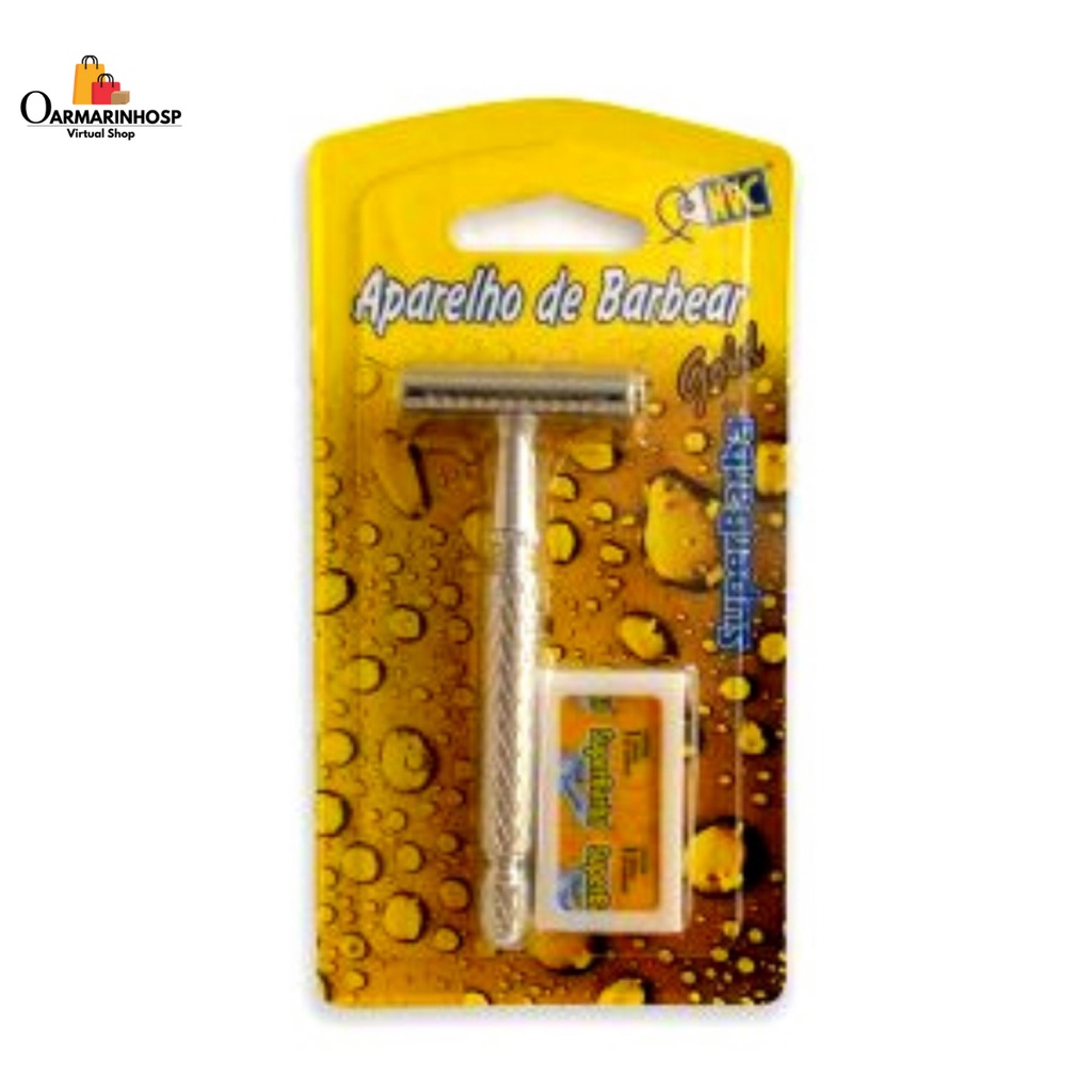 Aparelho De Barbear Super Barba Metal Gold Com 5 Lâminas