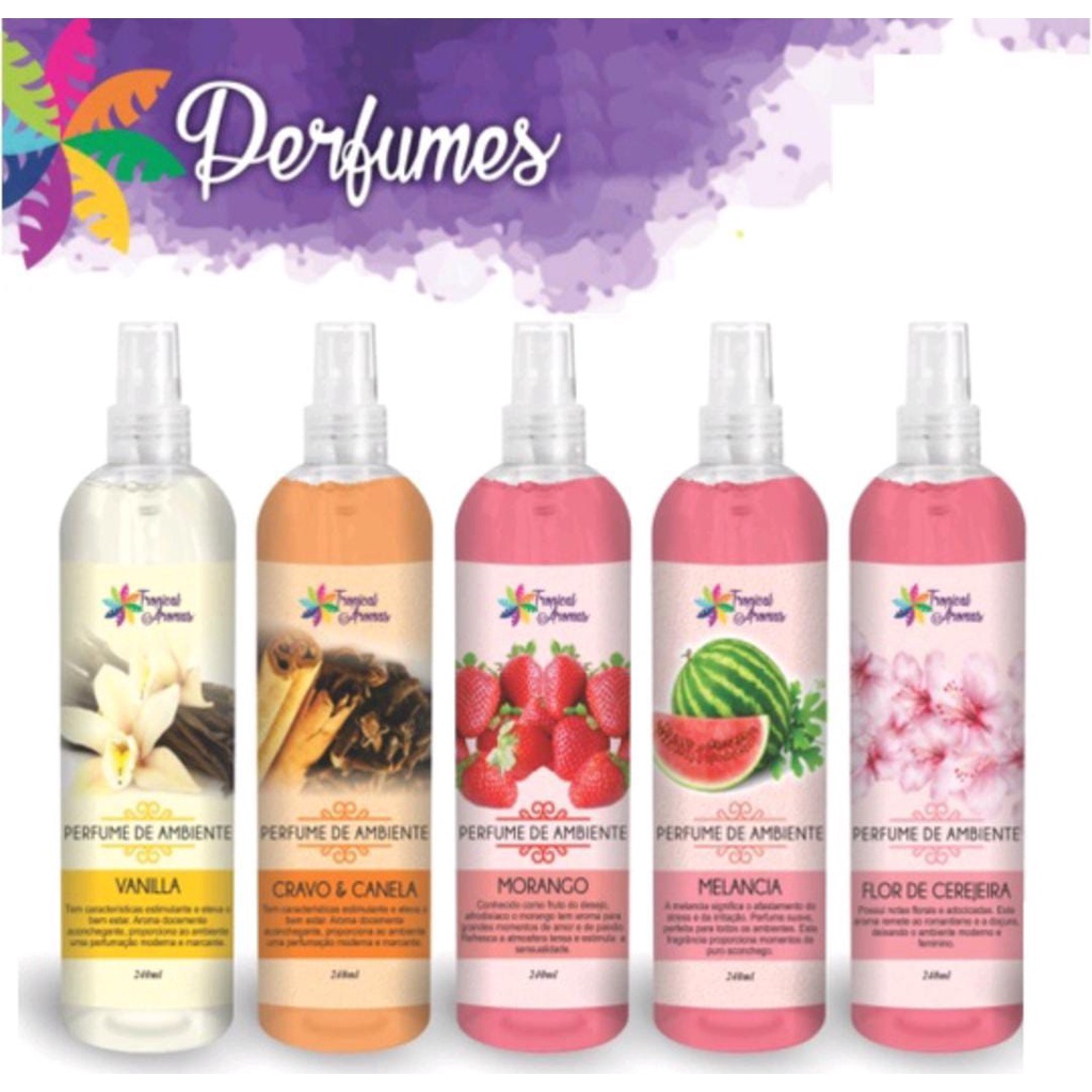 Home Spray Perfume Tropical Aromas para ambientes quarto, sala