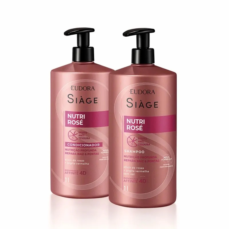 Kit Shampoo e Condicionador Nutri Rosé 1 litro Eudora | Shopee Brasil