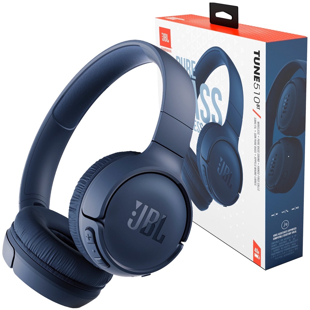 Fone De Ouvido Bluetooth Jbl Tune Bt Azul Sem Fio Pure Bass Com