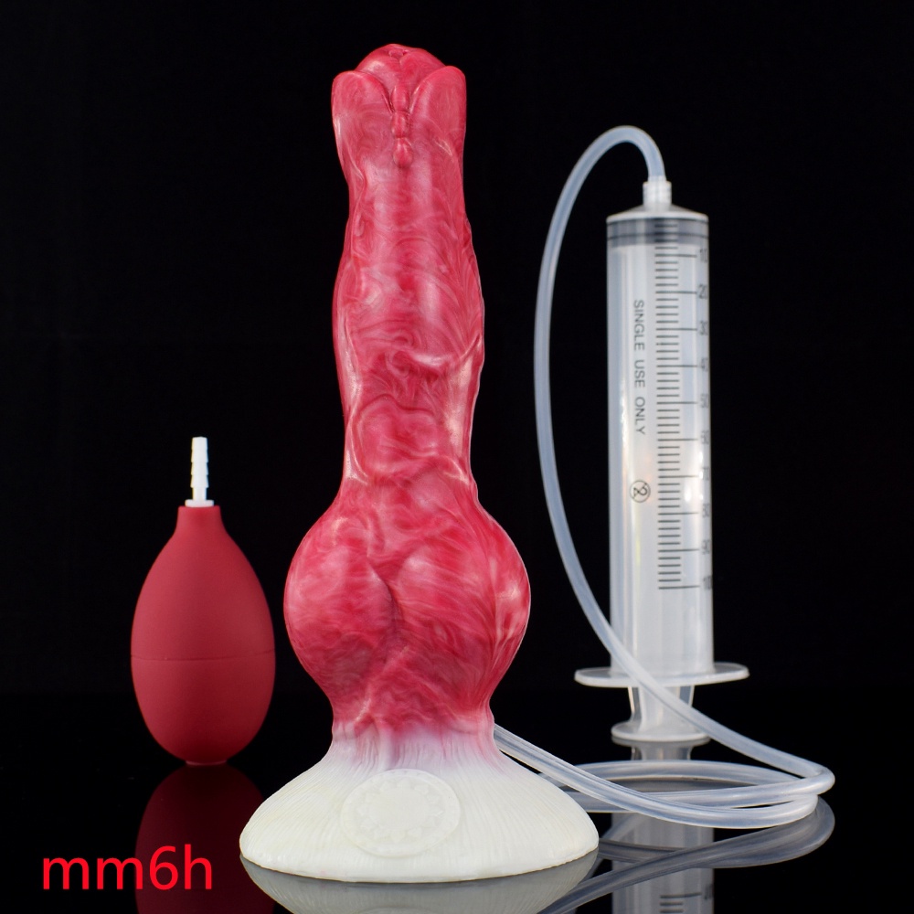 Dildo de ejaculação de nó de cachorro grande com função líquida de spray de  ventosa Silicone vermelho Squirting Penis Brinquedos sexuais para mulheres  e homens | Shopee Brasil