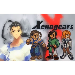 Personagens Xenogears em Pixel Art (Chaveiro e Imã) - Hama/Perler/Artkal Beads 2.6mm