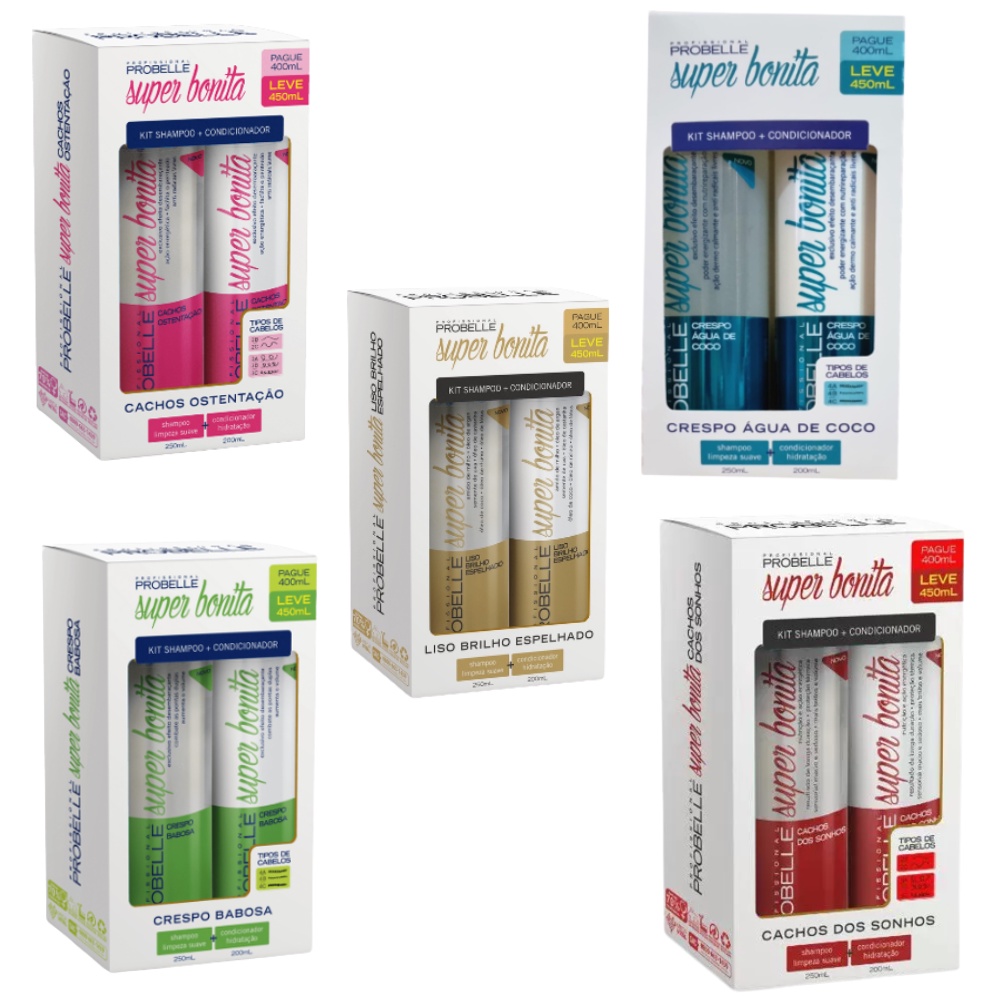 Kit Probelle Shampoo e Condicionador Super Bonita 450ml Shopee Brasil