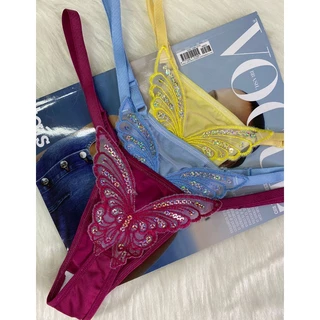 Calcinha Tanga Fio Borboleta Lingerie Sexy com regulagem langerie