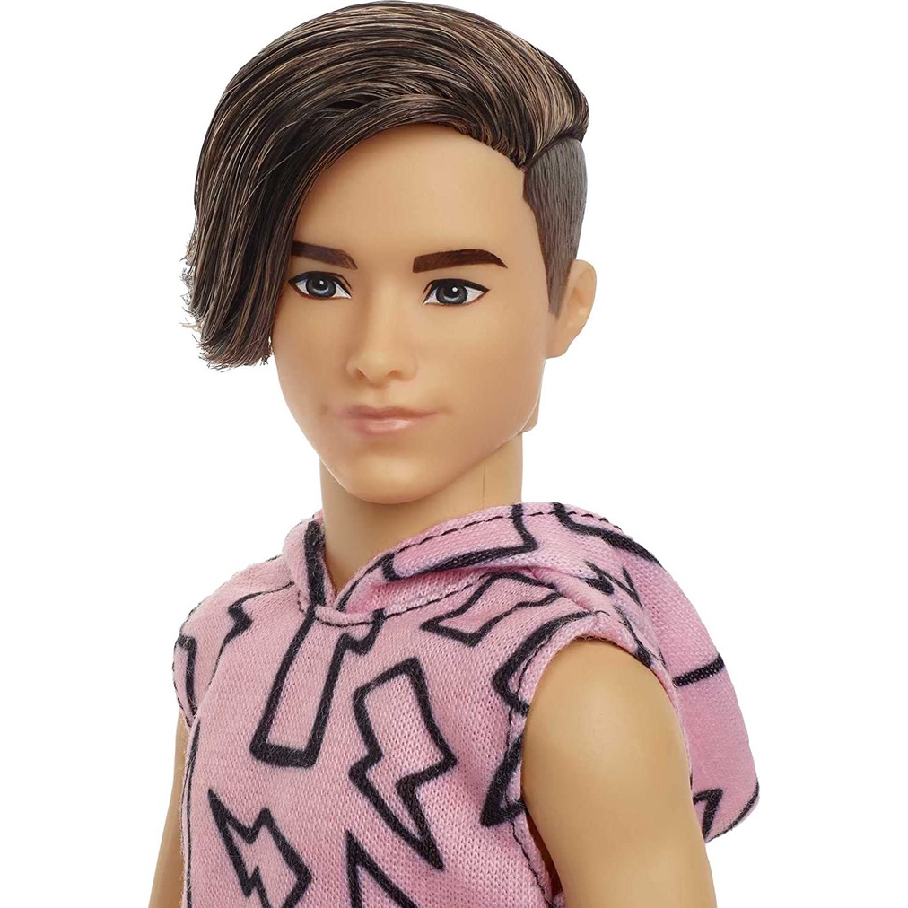 Boneco Ken Fashionista 193 - Moreno (Com cabelo), Blusa de raios com capuz  - Original Mattel