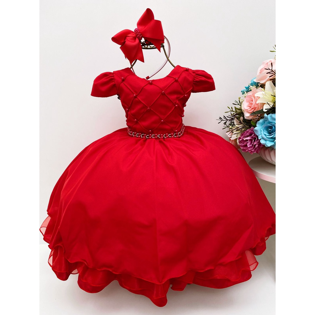 Princesa Vestido Vermelho Formatura VESTIDO INFANTIL VERMELHO