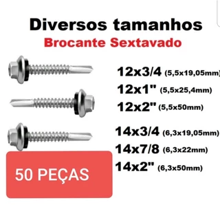 Parafuso auto brocante sextavado com arruela 12x3/4, 12x1, 12x11/2, 12x3, 14×1 50pecas