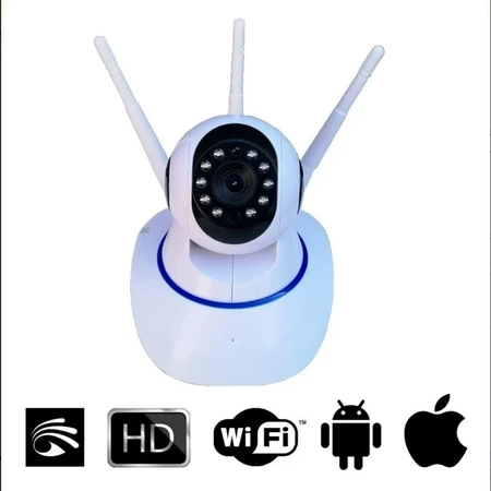 Camera Ip Wifi Robo Hd Audio Para Monitorar Criança Casa 3 Antenas 5 Antenas