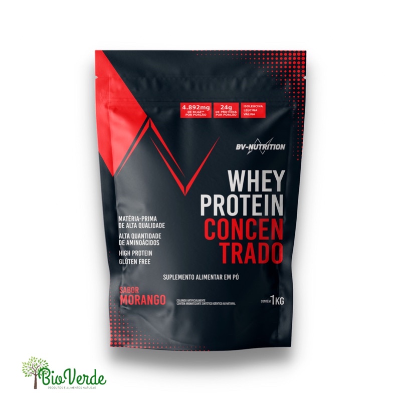 WHEY PROTEIN CONCENTRADO 1kg SABOR MORANGO