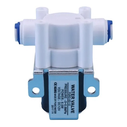 VÁLVULA SOLENOIDE 12V PARA PURIFICADOR DE ÁGUA MANGUEIRA DE 1/4 , 6mm