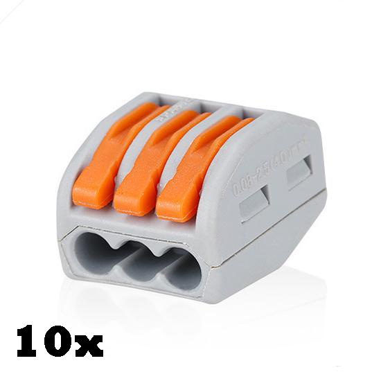 10x Conector Borne Emenda 3 Fios Modelo Pct 213 Tipo Wago | Shopee Brasil