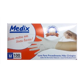Luvas Latex P/procedimentos Não Cirúrgico C/talco PP/P/M/G C/100uni - MEDIX