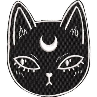 Patch bordado gato cat lunar termocolante