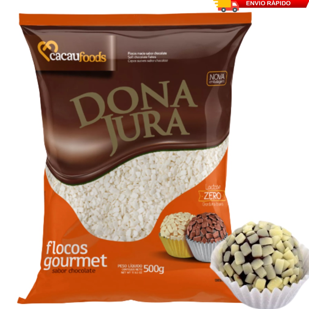 Granulado Flocos Gourmet Chocolate Branco 500g Dona Jura - Cacau Foods ...