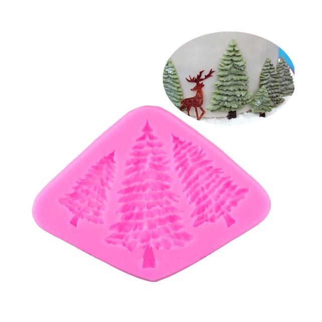 Molde de Silicone Pinheiros de Natal - Mini Arvores Natalinas