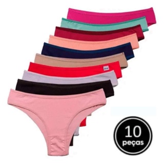 kit 10 Calcinhas tanga conforto microfibra forro 100% algodão promoção