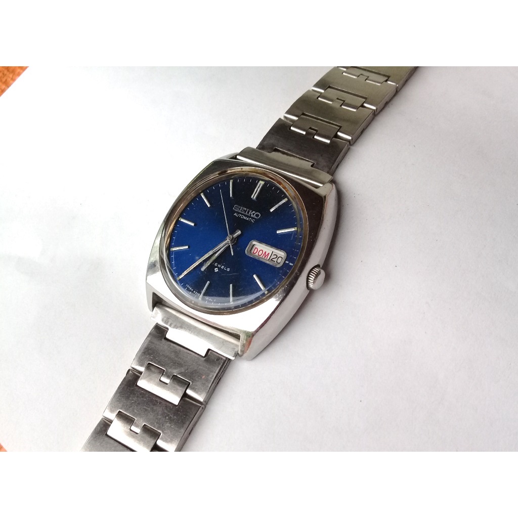 Vintage Lindo Relógio Antigo Seiko Azul Automático 36mm Aço Anos 70/80 Funcionando