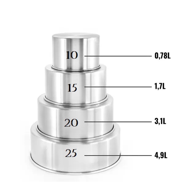JOGO 4 Formas Assadeira Bolo Redonda Alta 10/15/20/25 x 10 cm Aluminio