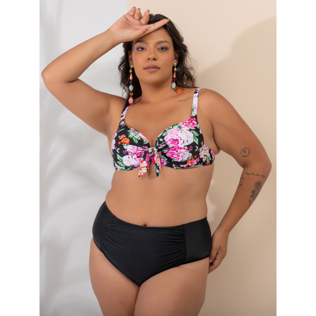 KIT C/ 2 Biquini plus size 2 em 1 top plus calcinha cintura alta nova  coleção do verão 2024