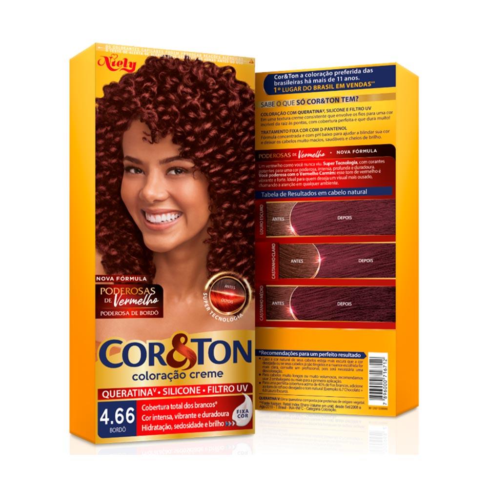 Tintura Cor&Ton 4.66 Bordô cabelo coloração.