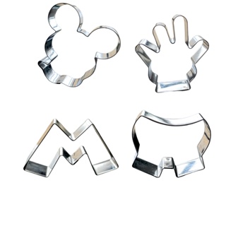 CORTADOR DE BISCOITO MICKEY KIT C/4 INOX FESTA DISNEY PASTA AMERICANA E BOLACHA