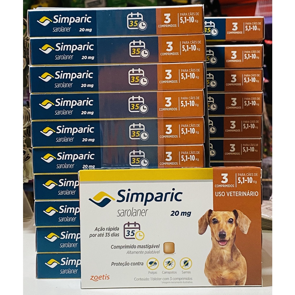 SIMPARIC 20MG 5,1 A 10,0KG CAIXA COM 3 COMPRIMIDOS | Shopee Brasil