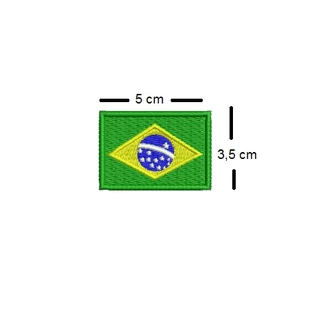 Patch Bordado Bandeira Brasil Mini Aplicação: manga, bolso, mochila viagem, mala etc 5cm