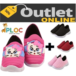 KIT 2 PARES Tênis Infantil Meia Calce Fácil Leve Flexível Confortável Anatômico PLOC P37 - GATINHA PINK + P-26 BORDADO em Oferta na Shopee