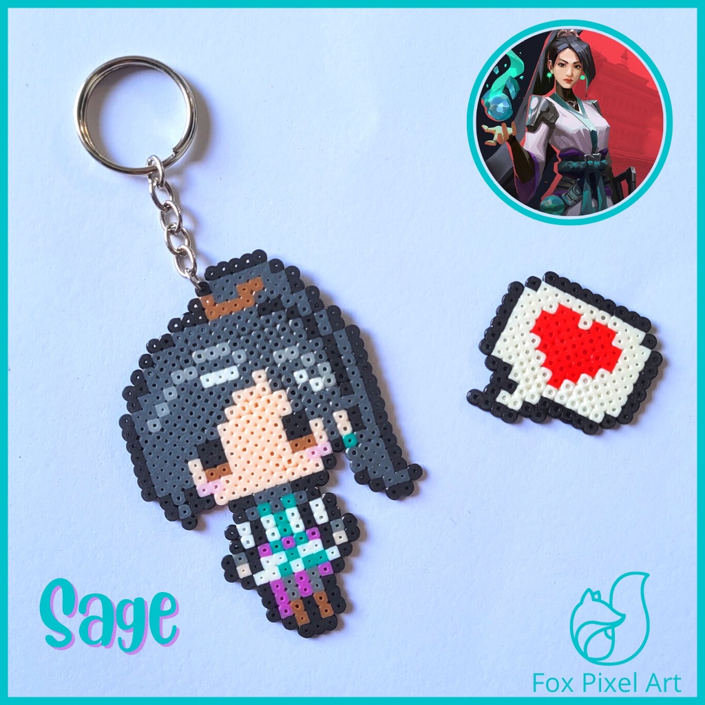 Chaveiro Sage Valorant (Hama Beads/ Perler Beads/ Pixel Art) | Shopee ...