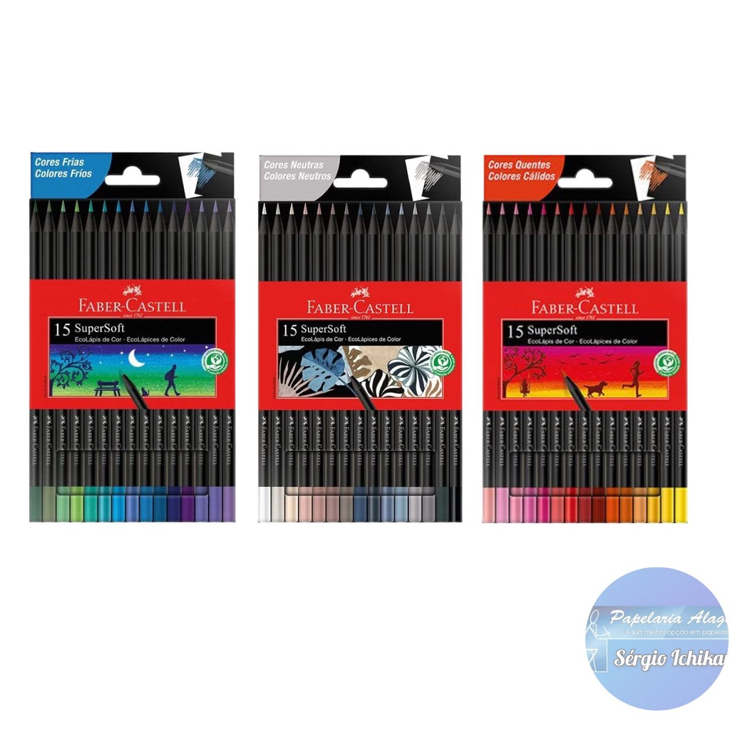 Lápis Ecolápis de Cor SuperSoft Faber Castell - Cores Quente - Cores Frias - Tons de Pele