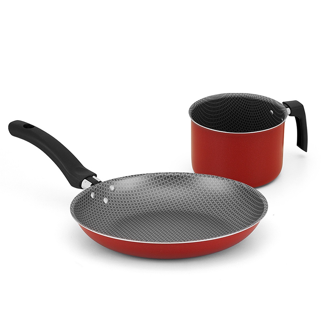 Conjunto De Frigideira Com Fervedor Vermelha Antiaderente Alegrete