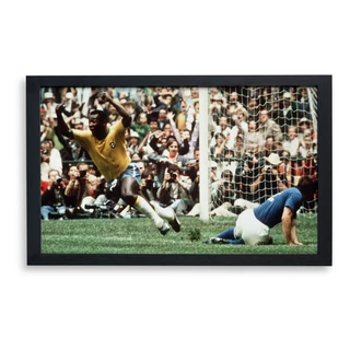Quadro Decorativo Pelé Gol Final Copa de 70 Seleção Brasileira com Moldura Tamanho
