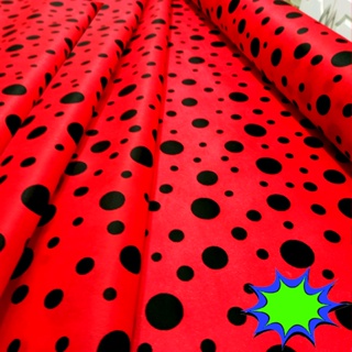 2,5 metros Tnt Estampado Ladybug Joaninha Poa Preto e Vermelho Festa  Decoração Mesa Parede Painel 1,4m x 2,5 metros