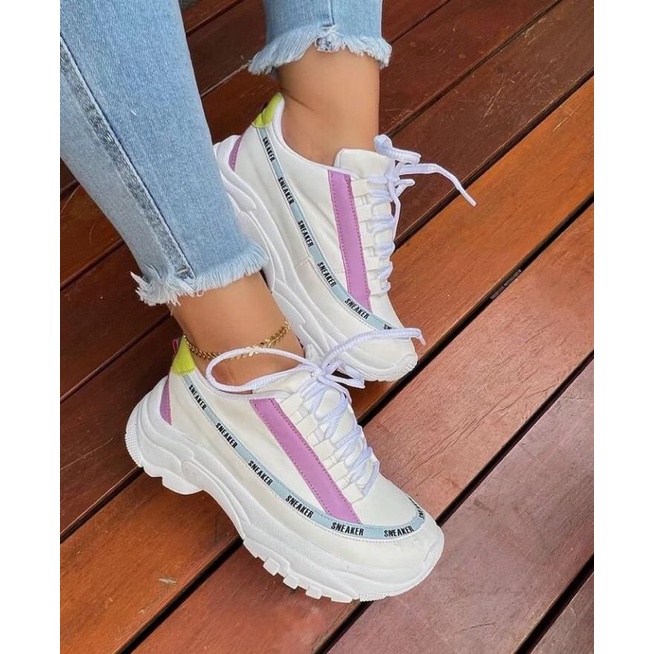 Tênis feminino Chunky Dad sneaker blogueira plataforma lindo lançamento  fitness moda