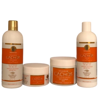 1 kit super Ativador de Cachos com 4 Produtos Shampoo Condicionador Máscara e Finalizador para transição capilar e finalização cachos !