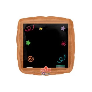 Balão Metalizado no formato Quadrado com o Fundo preto para ser personalizado com caneta de giz permanente - 1 unidade