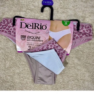 Kit 3 Calcinhas Delrio Biquíni em microfibra ORIGINAL - Pronta Entrega