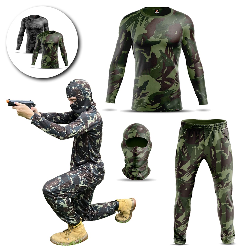 Roupa Ghillie Camuflada Airsoft Paintball Mato + Capuz Balaclava Touca Ninja Snipper