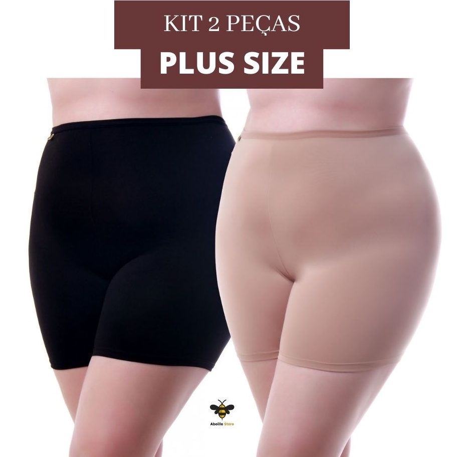 Kit 2 Shorts PLUS SIZE Segunda Pele Anagua Feminino Modelador