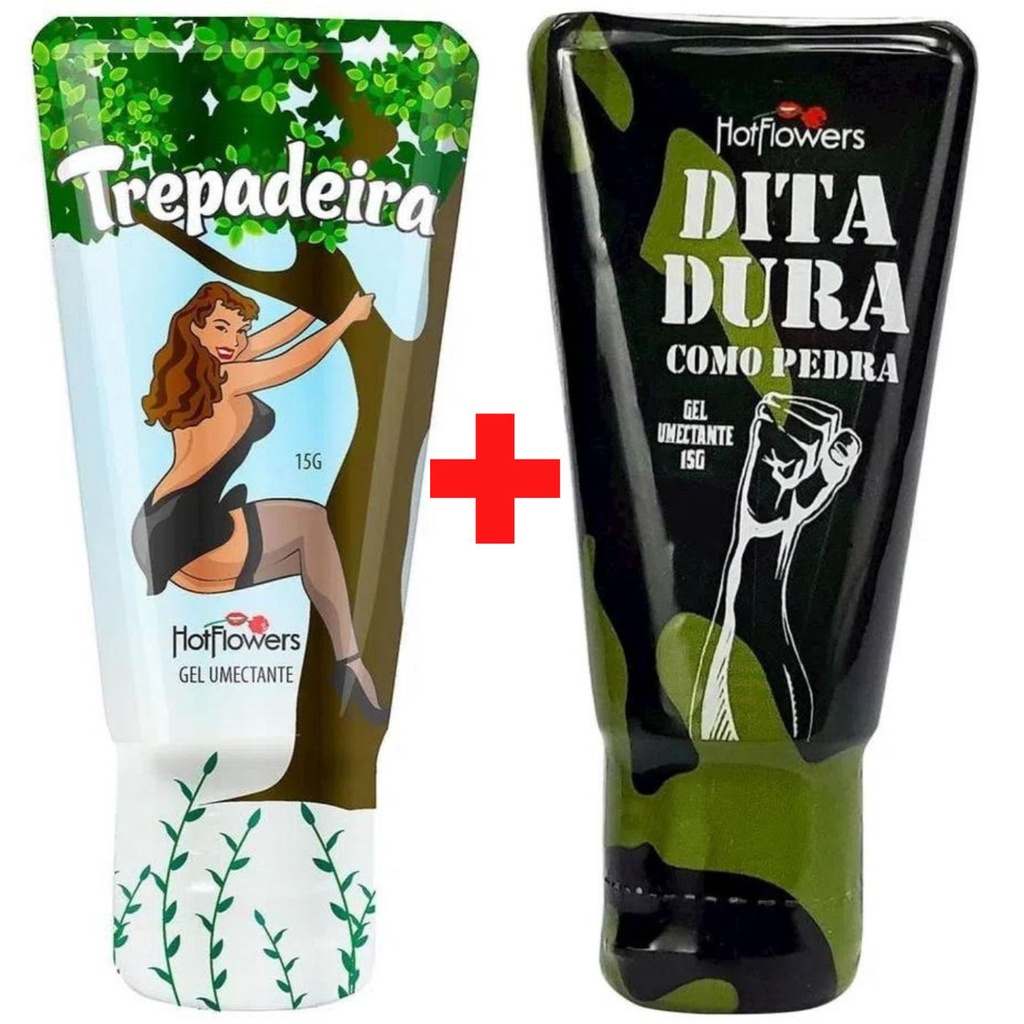 Kit Lubrificante Excitante Feminino Masculino Trepadeira Dita Dura Gel Hot Flowers 15g 0380