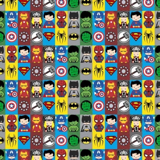 Tecido Microfibra TACTEL Estampa Digital - Super Heróis quadradinho