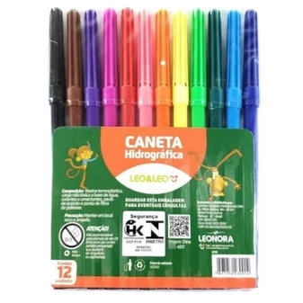 Canetinhas coloridas hidrográfica 12 cores Leo e Leo