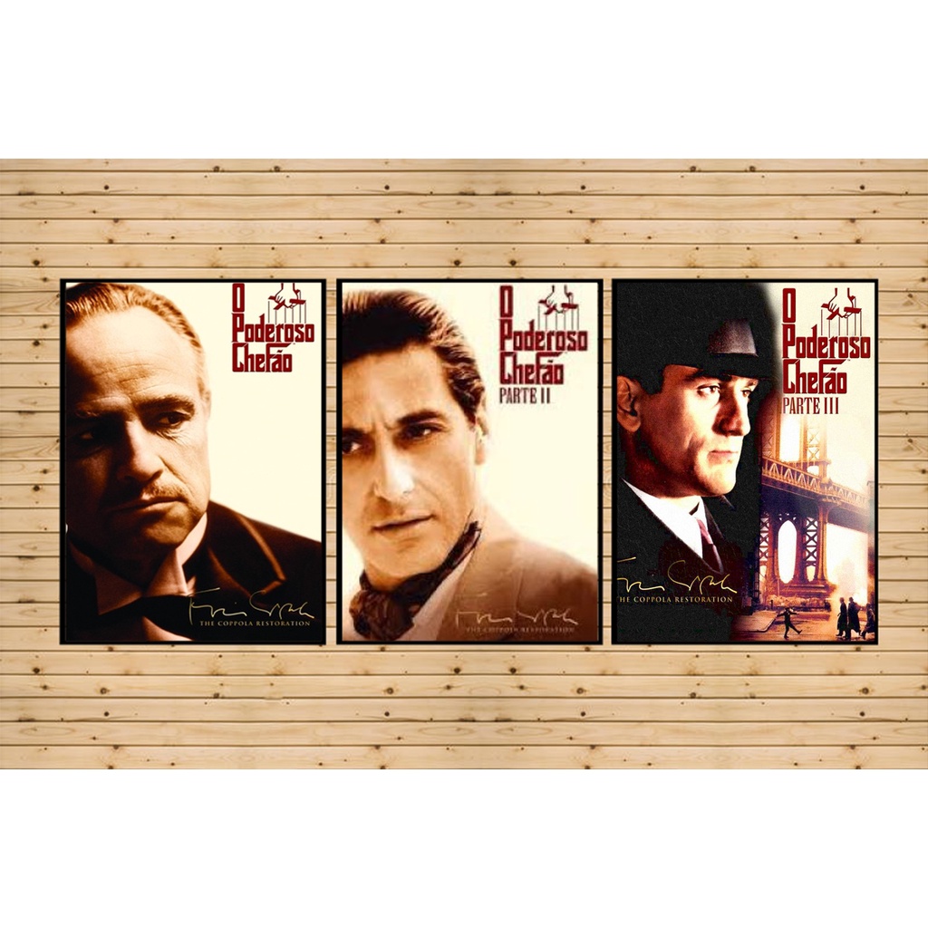 3 Quadros Decorativos Trilogia O Poderoso Chefão The Godfather Poster ...