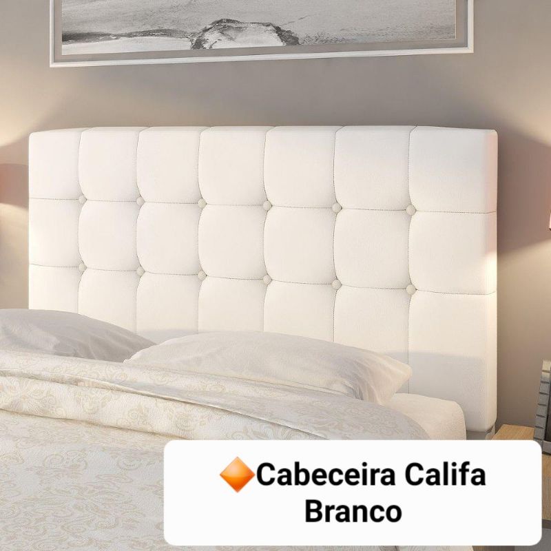 Cabeceira de Cama Queen Estofada Almofadada Painel 1,60 Branco